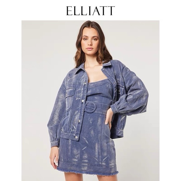 Elliatt Selenium Denim Mini Strapless Dress with Belt in Blue Size Small NWT - Picture 1 of 6